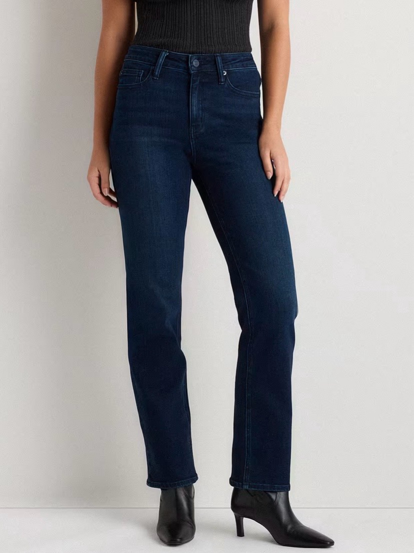 Quince Bella Stretch Straight Jeans Deep Sea Blue Size 29/28 Nwot